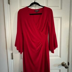 Red dress with bell sleeve